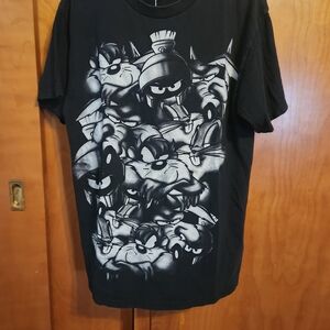 Marvin the Martian T-Shirt Black White Looney Tunes Fifth Sun RARE Collab Large